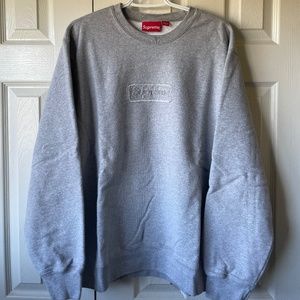 Supreme Cut Out Box Logo Grey Crewneck